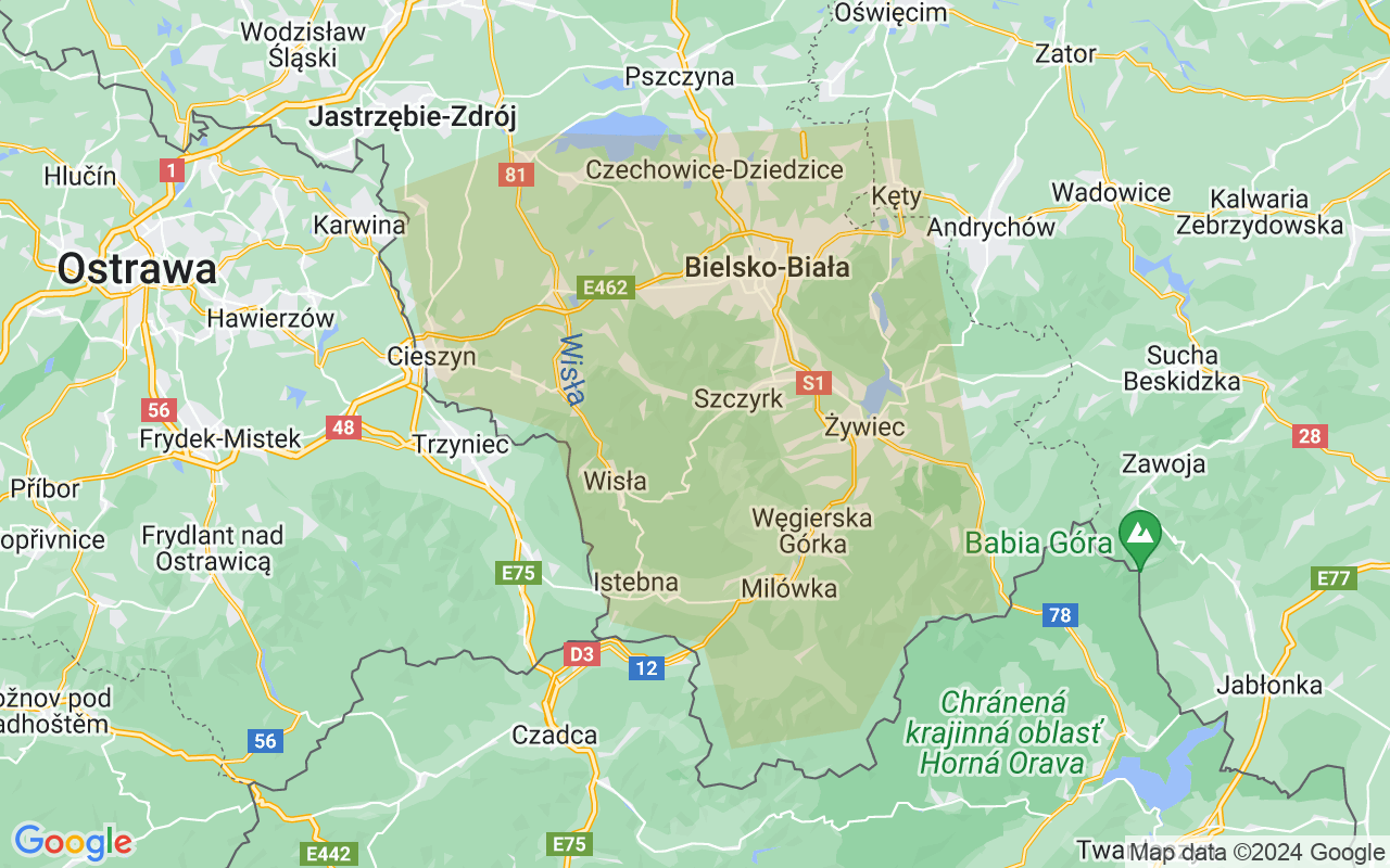 Serwis komputerowy Bielsko-Biała - mapa